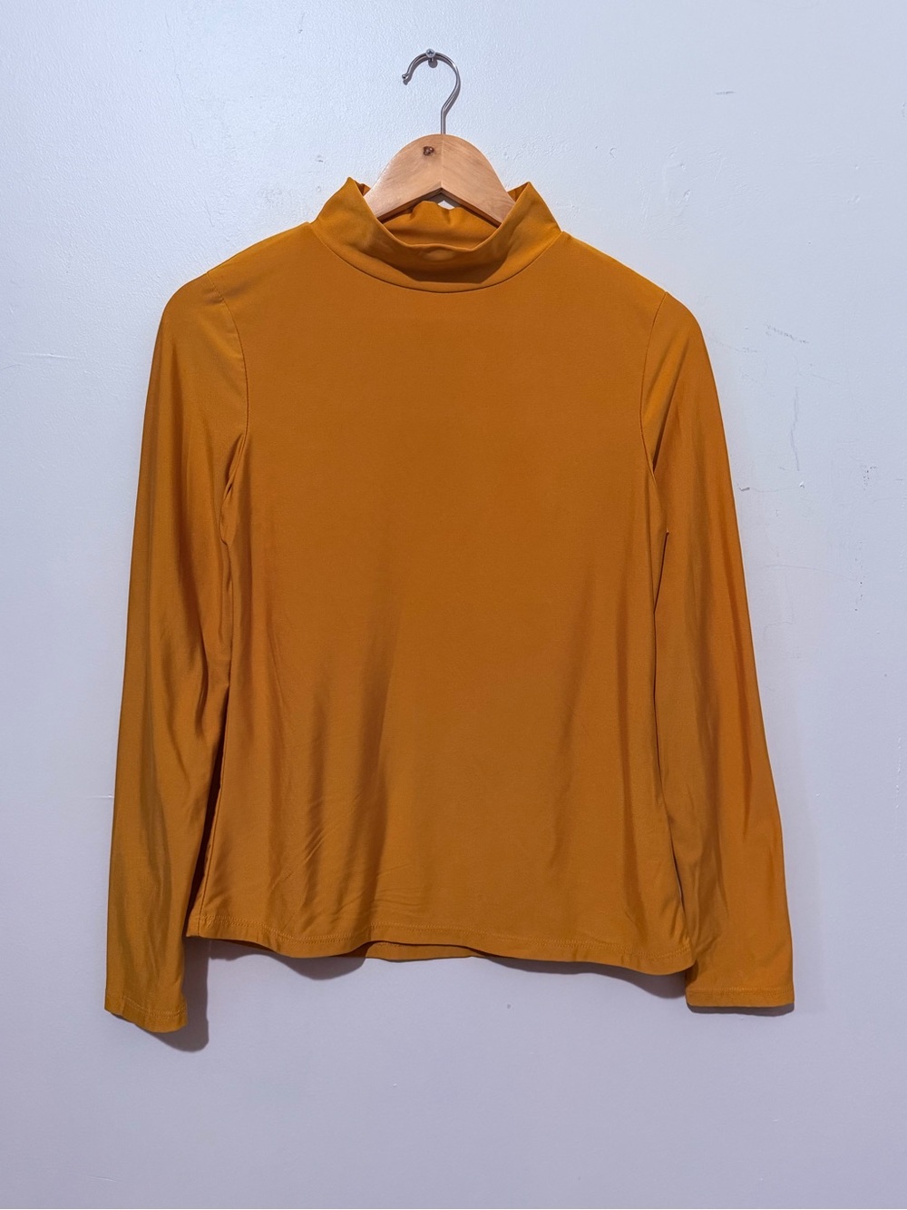 Long-Sleeve Mock Neck Top in Mustard